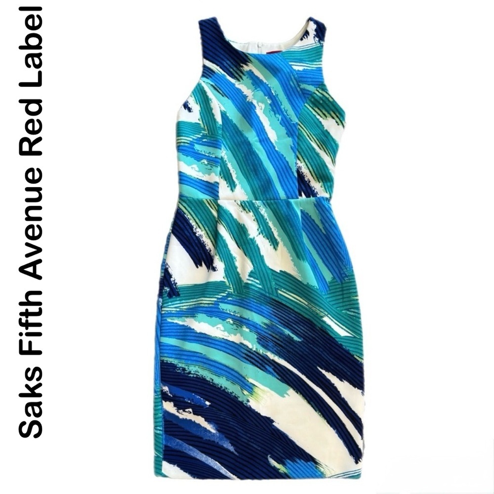 ❤️ Saks Fifth Avenue Red Label Floral Cutout Back Dress Size Large